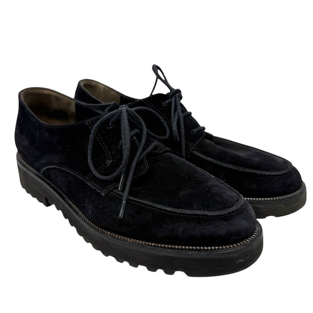 Paul Green Women's Alec Oxford Black Suede Lug Sole Metal Trim UK 4.5 / US 7 EUC